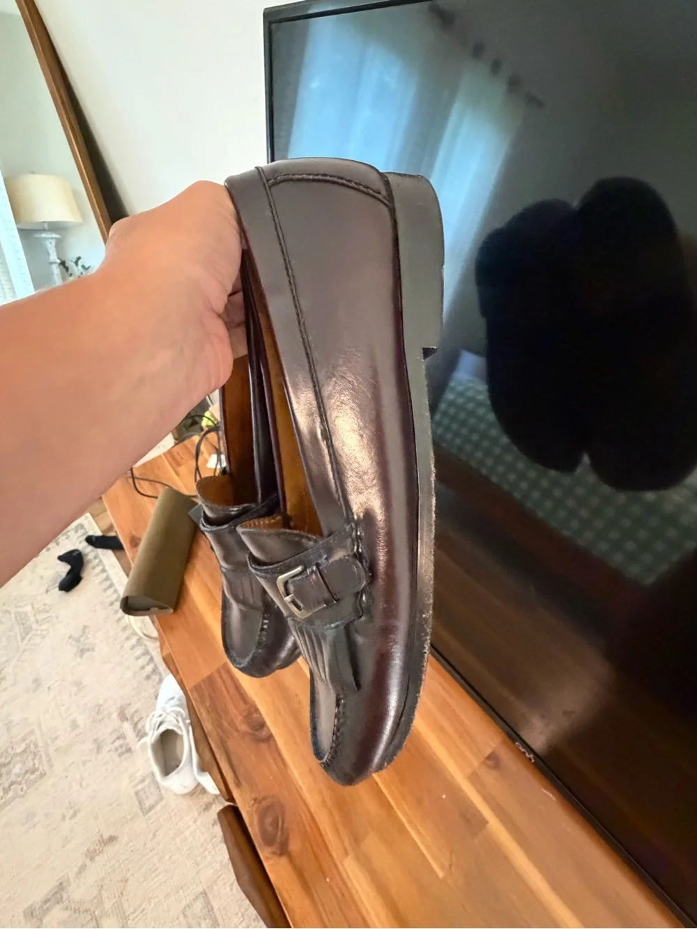 Cole Haan Burgundy Leather Kiltie Buckle Loafers